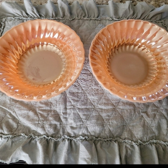 Fire King Other - Fire King Pair of Two Peach Serving Bowls